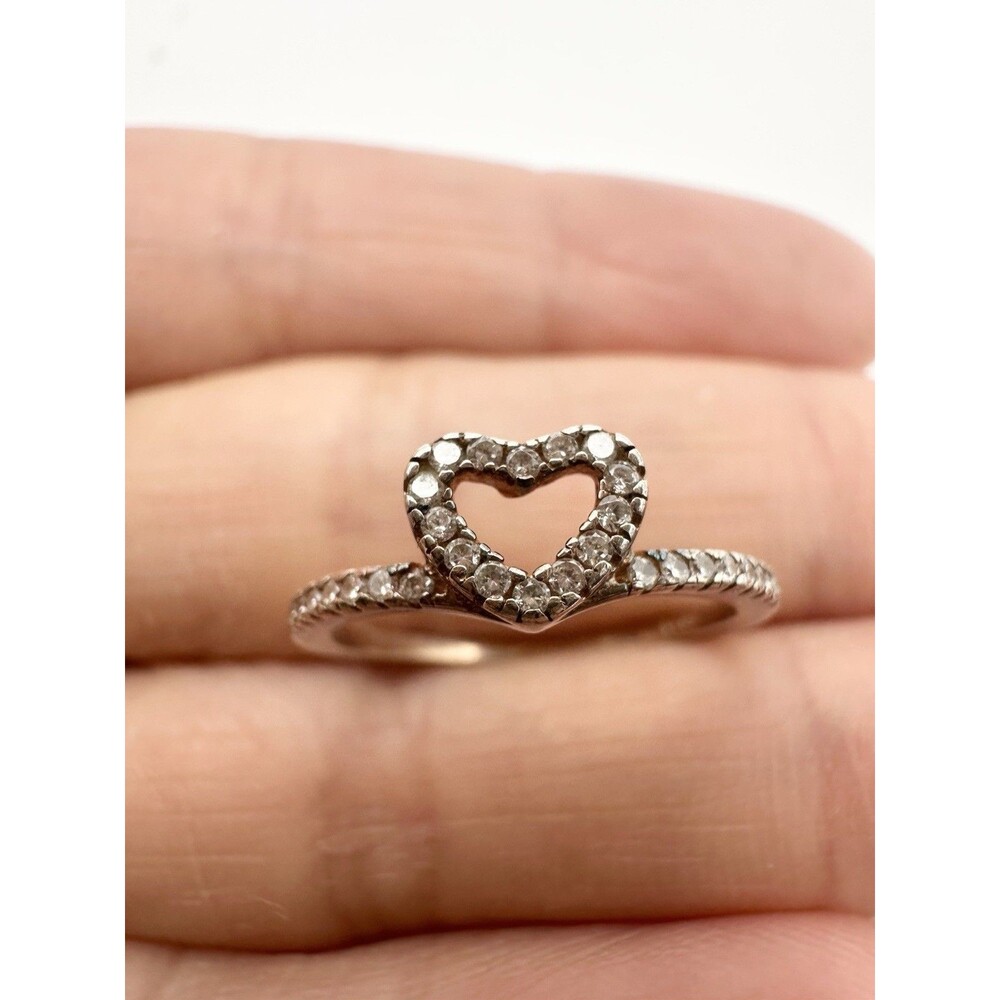 925 Sterling Silver Rose Gold Plated Heart Ring Size 5